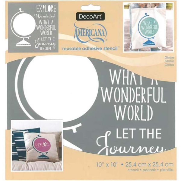 Get the newest Americana Adhesive Stencils Globe 10X10 today